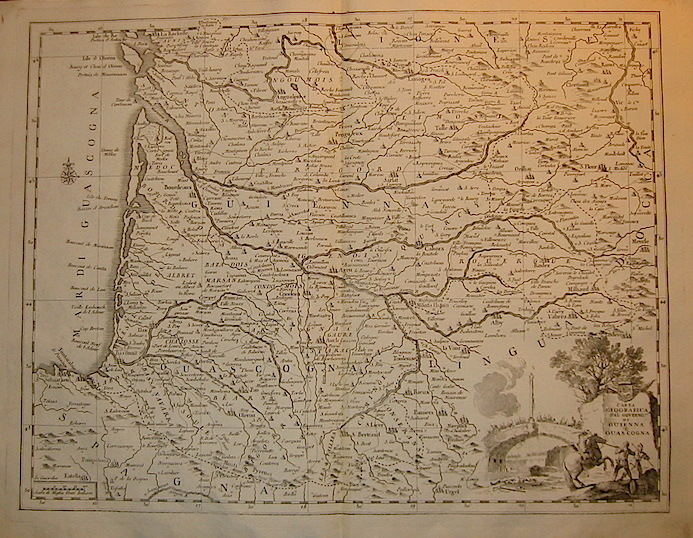Albrizzi Giambattista (1698-1777) Carta geografica del Governo di Guienna e Guascogna 1750 Venezia